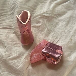 Pink Baby Cowgirl Booties 💖🐎  Heart Design 0-6M